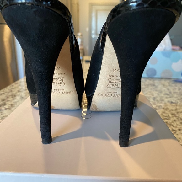 LIKE NEW Jimmy Choo suede/snake black sling back - Picture 4 of 7